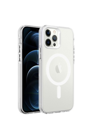 Apple Uyumlu iPhone 12 Pro Uyumlu Zore Magsafe Şarj Özellikli Buzlu Transparan C-pro Sert Kılıf-renksiz Renksiz -