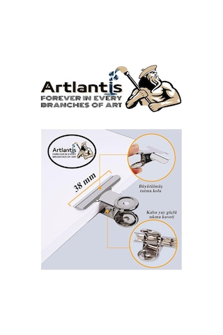 Artlantis Yaylı Askılı Maşa Klips 38 MM 12 Adet Metal Beyaz Kıskaç