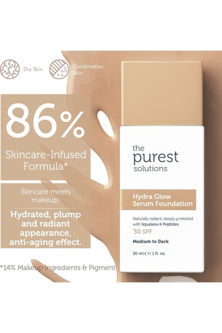 The Purest Solutions Nemlendirici & Canlandırıcı Serum Fondöten Spf 50, 30 Mililitre Orta/koyu Ton