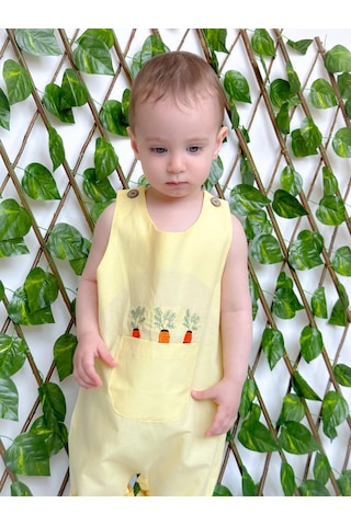 Miababy Nakışlı Yazlık Efil Tulum sarı