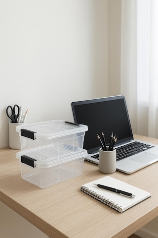 2 Li Şeffaf Saklama Kutusu & Düzenleme Kutusu 6,25 Lt Şeffaf