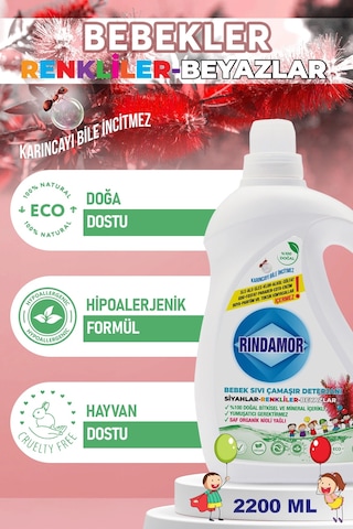 % 100 Doğal Bitkisel Bebek Sıvı Çamaşır Deterjanı Organik Nioli Yağlı 2200 ML