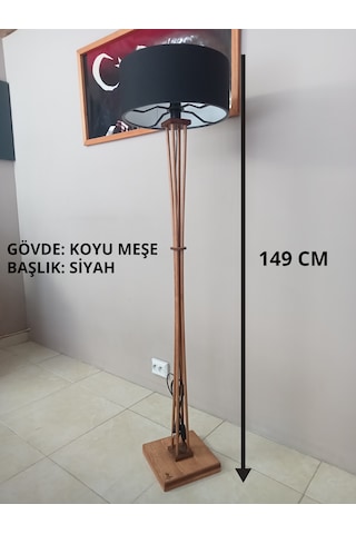 Ahşap Ayaklı Lambader Siyah