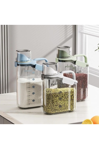 Büyük Kapasiteli Hava Geçirmez Evcil Hayvan Maması Saklama Kabı Ölçü Kapları İle Kap Mutfak Plastik Mutfak Saklama Aksesuarları Mavi