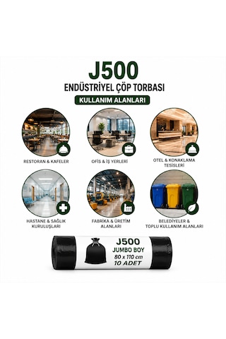 80x110 Cm 500 Gr Jumbo Boy Endüstriyel Boy Çöp Torbası - Sızdırmaz Yıldız Dip Kaynaklı 6 Rulo / 60 Adet