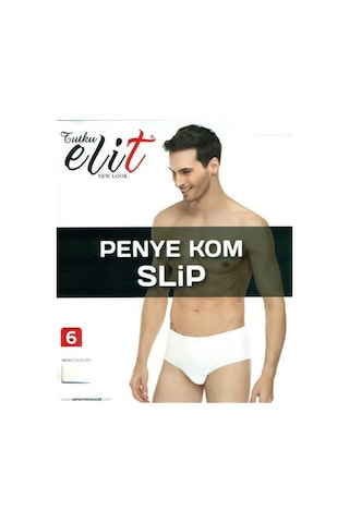 6'Lı Paket Tutku Elit 1071 Erkek Kom Slip Beyaz