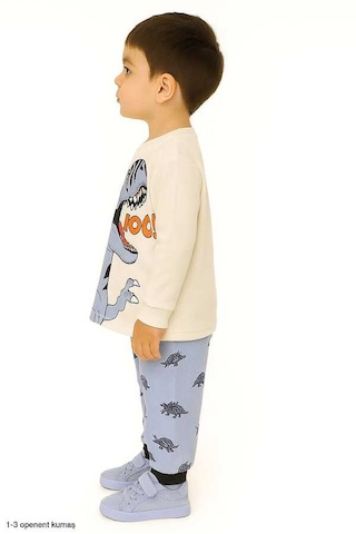 Hümazade Mavi Dinazorlu 1-3 Yaş Çocuk Pijama Takımı Mavi