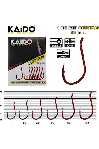 Kaido Red Octopus Beak Olta İğnesi 1102 10 Pcs No:1