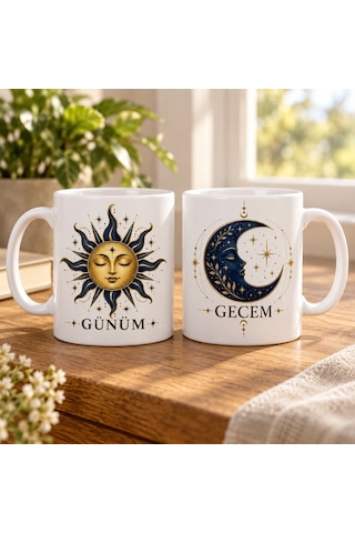 Buradabulabilirsin Gün Ve Gece 2'li Kupa Seti - Model 343 Bbz Çok Renkli