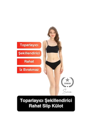 Yeni Sezon Slip Kesim Kaymaz Ve Konforlu Toparlayıcı Şekillendirici Kadın Slip Külot İç Çamaşırı Siyah