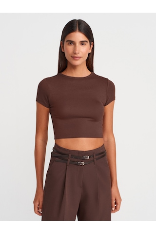 Dilvin 31104 Modal Crop Top-açık Kahve Açık Kahve