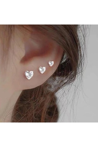 Tektaş Kalp Küpe Seti 3 Parça Çok renkli