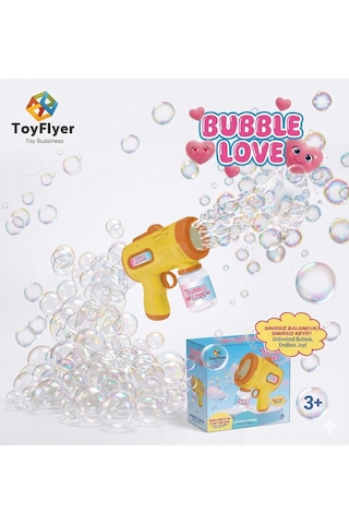Otomatik Baloncuk Makinesi Pilli Köpük Tabancası - 2026 Model Sızdırmaz Tasarım Bubble Gun - Çocuk Doğum Günü Hediyesi Sarı 01