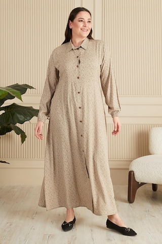 Kadin Buyuk Beden Çıtır Desen Yazlik Tesettur Elbise 001