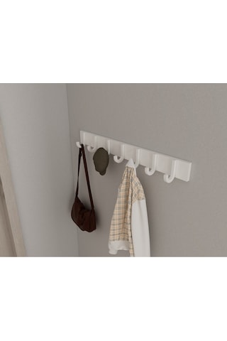 Hepsi3boyutlu Modern Duvar & Kapı Baston Askılık - 7 Adet Beyaz J Askılık - Model No : 6 Beyaz