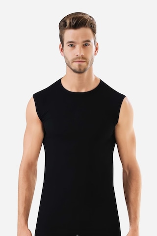 Erkek Beyaz - Siyah Tişört Sıfır Kol Sıfır Yaka Kolsuz Atlet 2'li %100 Pamuk Beyaz - Siyah