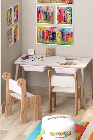 Miracle 3d Çocuk Oyun - Etkinlik Çalışma Masası Aktivite Masası Beyaz