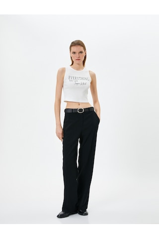 Koton Halter Yaka Atlet Crop Slogan Baskılı Pamuklu Beyaz 4sak10282ek 4SAK10282EK000 Beyaz