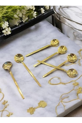 Tiamo Rio Gold Titanyum Çay Kaşığı 6 Lı Set Şık Ve Dayanıklı Tasarım Altın