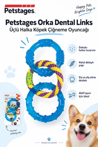 Petstages Orka Dental Links Üçlü Halka Köpek Çiğneme Oyuncağı