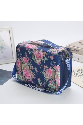 Willowhaven 252 Delik Mavi Sanat Fırça Kutusu, Büyük Kapasiteli, Taşınabilir, Renkli Kurşun Depolama Mavi