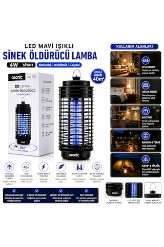 4w - Siyah Kokusuz Taşınabilir Led Mavi Işıklı Sinek Öldürücü S24 Pro 5250