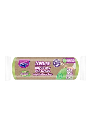 Natura Büzgülü 10'lu Çöp Torbası Büyük Boy 65 X 70 Cm 25'li Paket
