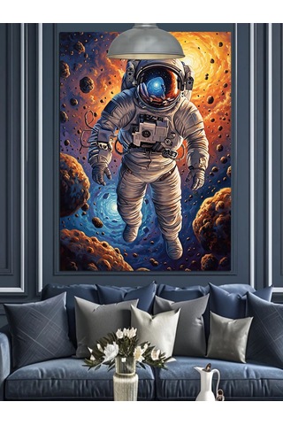 Astronot Uzay Yürüyüşü Manzarası Dekoratif Kanvas - Mdf Ahşap Tablo