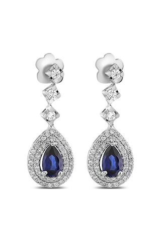 1.50 Karat Safir Pırlanta Küpe