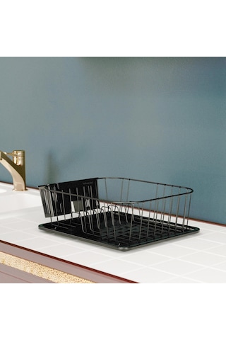 Teknotel Tek Katlı Bulaşıklık Tabaklık Mat Siyah Kb084