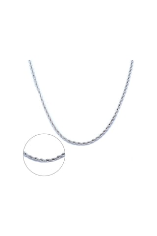 925 Ayar Gümüş Halat Model Burgulu Zincir Kolye 2,5 Mm