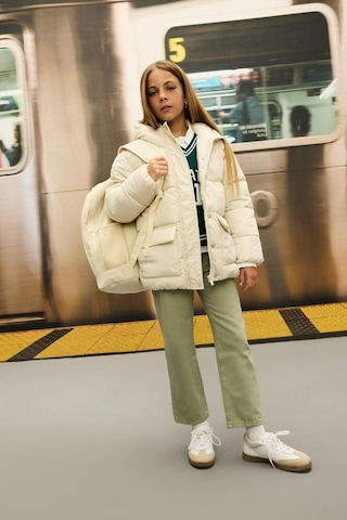 Defacto Kız Çocuk Straight Fit Düz Geniş Bol Paça Cepli Pamuklu Pantolon C7472A824AUGN497 Yeşil