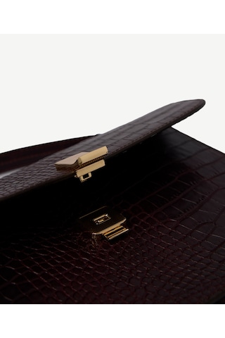 Yargıcı Kroko Baskılı Deri Çapraz Çanta 26kkcn3056x 016 Bordo