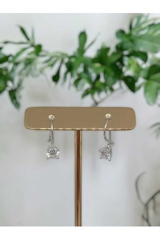 925 Ayar Gümüş Kanca Model Tek Taş Küpe Zarif Ve Şık Tasarım Gümüş