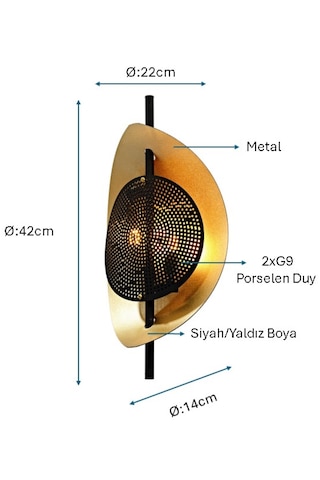 Siyah/sarı Yaldız Boyalı Aplik Plc-1202-ap-bsy Siyah