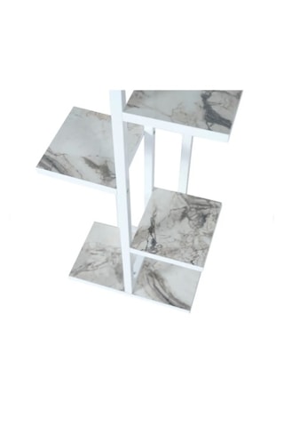 6 Bölmeli Raf Siyah Metal Çerçeveli Sağlam Siyah Mermer