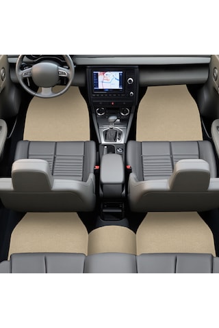 5 Parça Açık Kahverengi Araç Halı Paspas Takımı Ön Ve Arka Uyumlu Taban Koruyucu