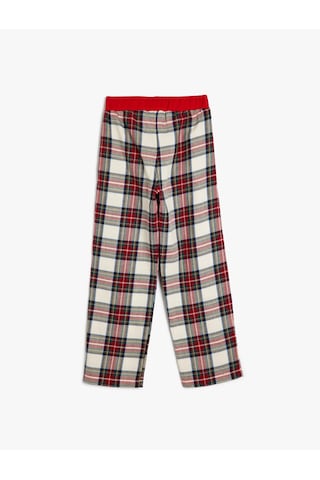 Koton Beli Lastikli Pamuklu Ekoseli Pijama Altı Kırmızı Ekose 5wlk50028mw