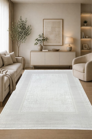 %100 Akrilik Yün Halı 4m2 Ve 6m2 Ebatlarında Modern Yumuşak Dokulu Salon Oturma Odası Mutfak Halısı Antialerjik Vizon 07070vizon