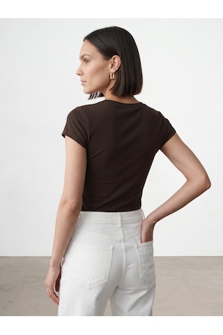 Dilvin 32799 V Yaka Top-koyu Kahve