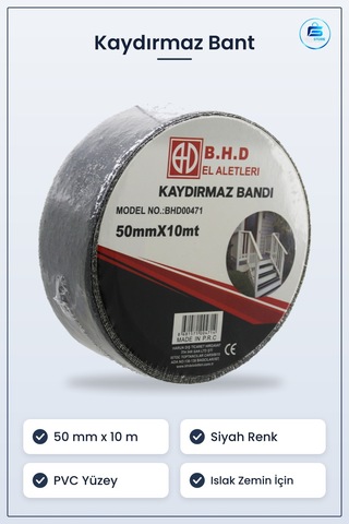 Kaydırmaz Bant 50 Mm X 10 M Siyah Merdiven Rampa Basamak Islak Ze