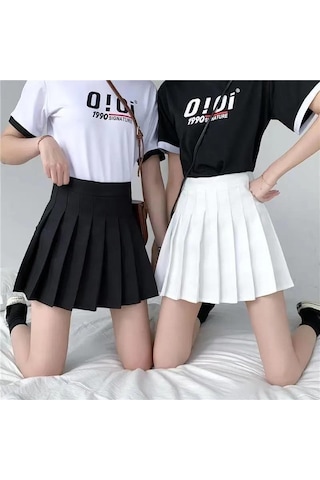 Gri Yaz Kadın Pileli Etekler Bayan Mini Etekler Yüksek Bel Beyaz Siyah Etekler Tatlı Kız Kore Etekler Vintage Etek 3xl Gri