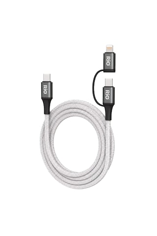 Flayse Nylon Örgü 3 İn 1 Hızlı Şarj Ve Data Kablosu Type-c Lightning Micro Usb