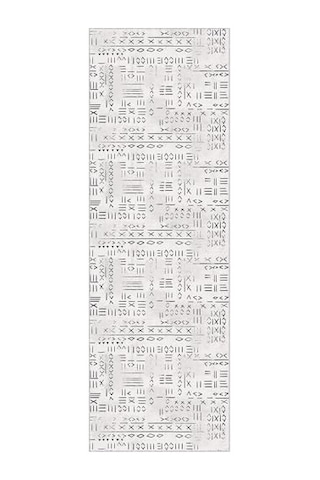 Kırık Beyaz Yıkanabilir Kaymaz Tabanlı Leke Tutmaz Özel Ölçü Kesme Rulo Yolluk Mutfak Halısı Ar1375, Kırık Beyaz, 100 X 380 609 Gri