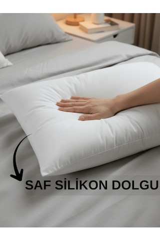 Beylini 2'li 600 Gr Pamuklu Silikon Yastık Yumuşak Rahat Antialerjik Makinede Yıkanabilir Pürüzsüz Yastık 50x70cm Beyaz