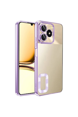 Realme Note 50 Kılıf Kamera Korumalı Logo Gösteren Zore Omega Kapak Lila