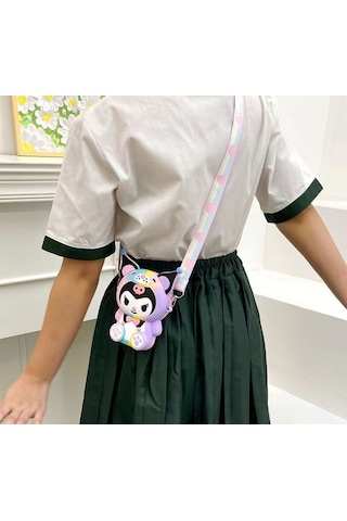 Snapbuy Silikon Mini Çocuk Çantası, Kuromi Tasarımlı, Çapraz Askılı Kuromi Renkli