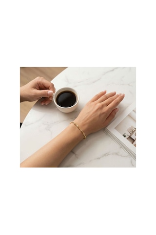 Premium Seri Bohem Stil Bambu Kesim Zirkon Taşlı Bileklik Altın