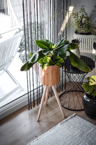Bambu Ahşap Ayaklı Sepet Saksılık Naturel Çok Amaçlı İç Ve Dış Mekan Dekoratif Saksı Naturel Bambu