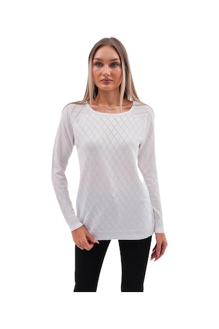 Kadın Baklava Dilimi Desenli Kazak 12781 Bgl-st04110 beyaz